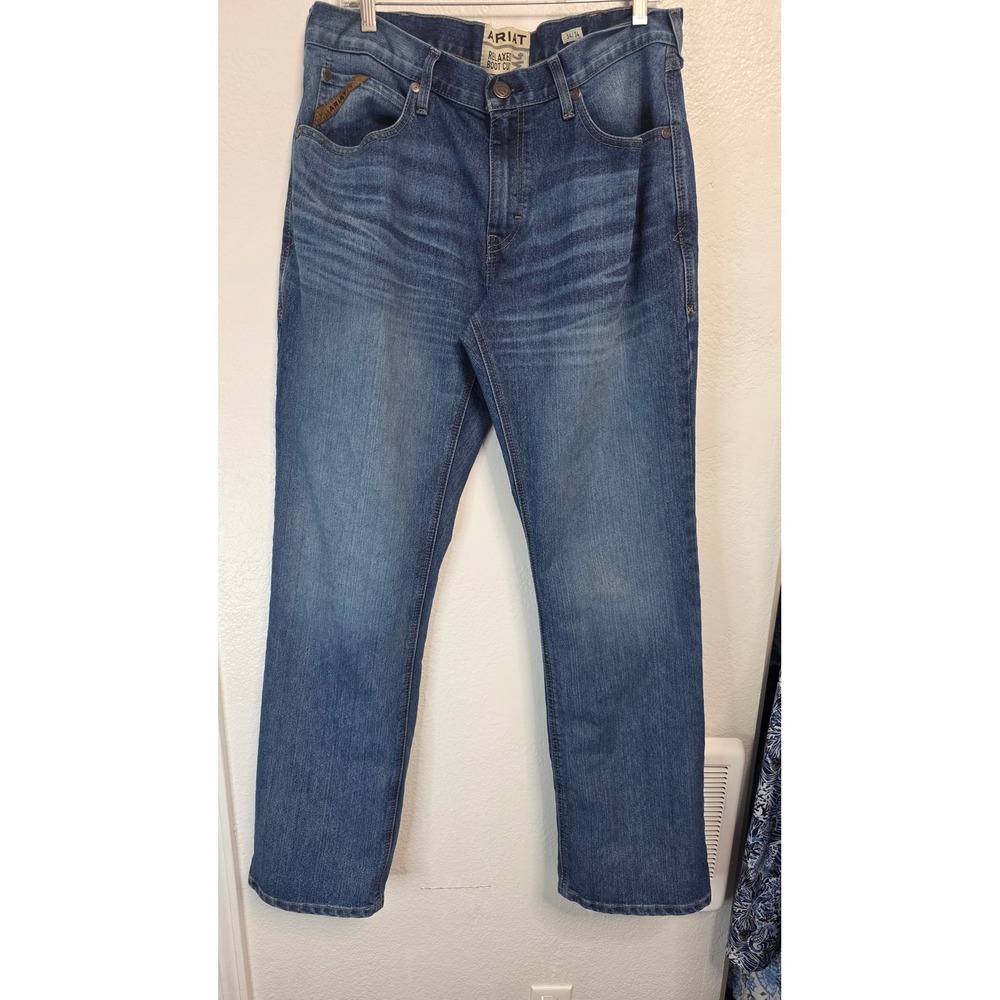 Ariat M4 Relaxed Boot Cut Jeans Mens 34x34 Blue Excellent